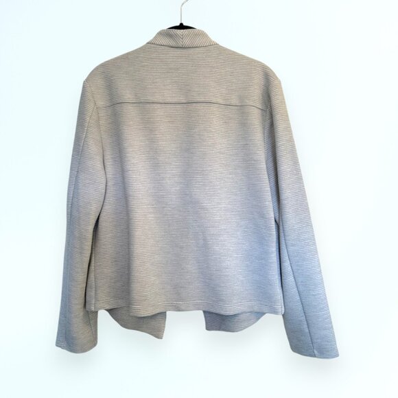 Calvin Klein gray textured knit drape open front jacket - Picture 3 of 9